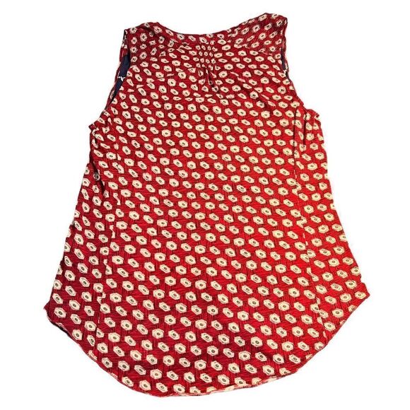 Anthropologie Tiny red navy cream silk embroidered sleeveless top XS - Picture 5 of 10